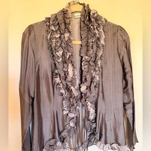 Ruffled Silk Taupe Jacket and matching skirt.